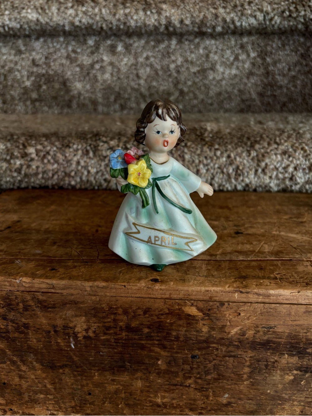 April Figurine Spring Girl in Light Green Dress